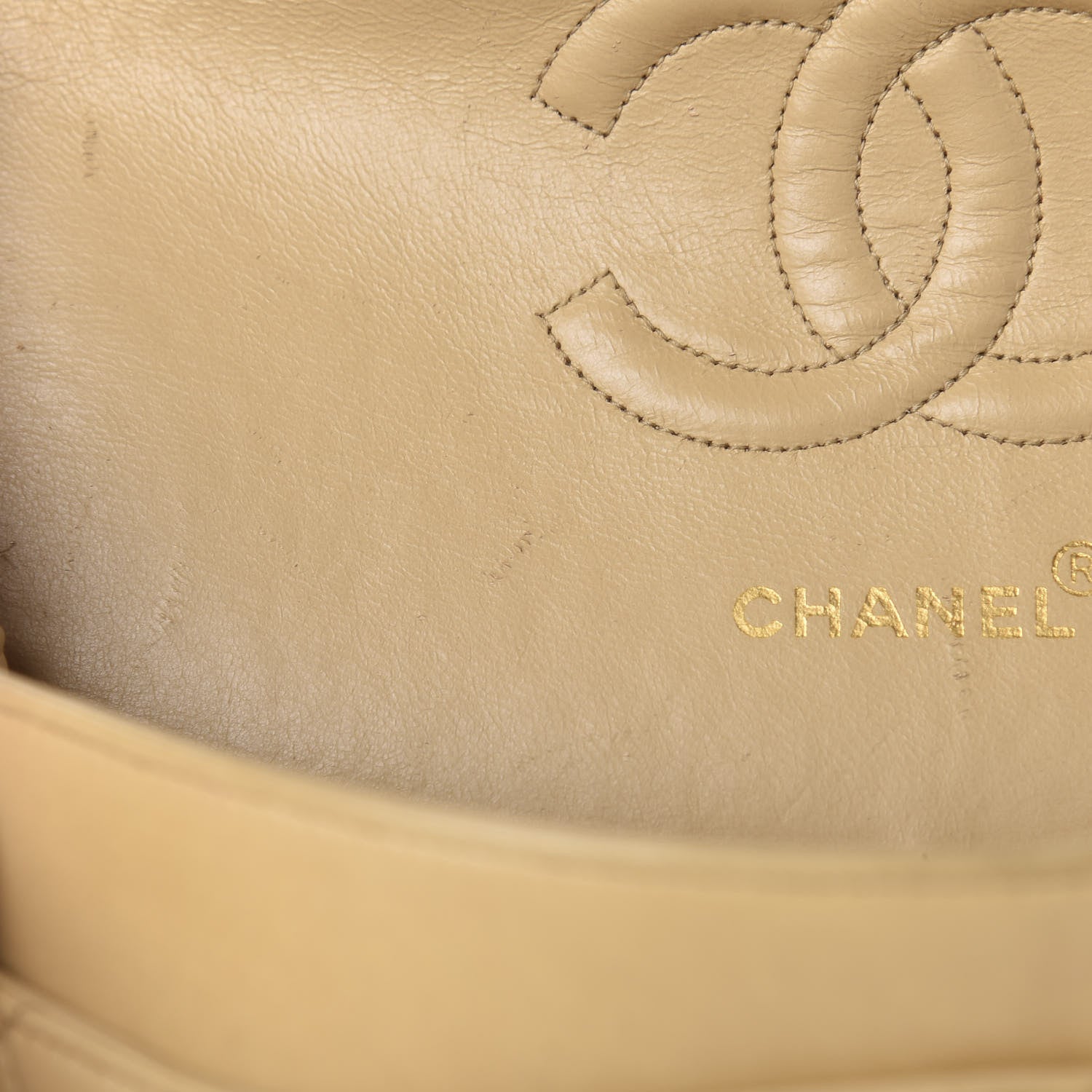 Chanel Lambskin Quilted Medium Double Flap Beige 12 of 15