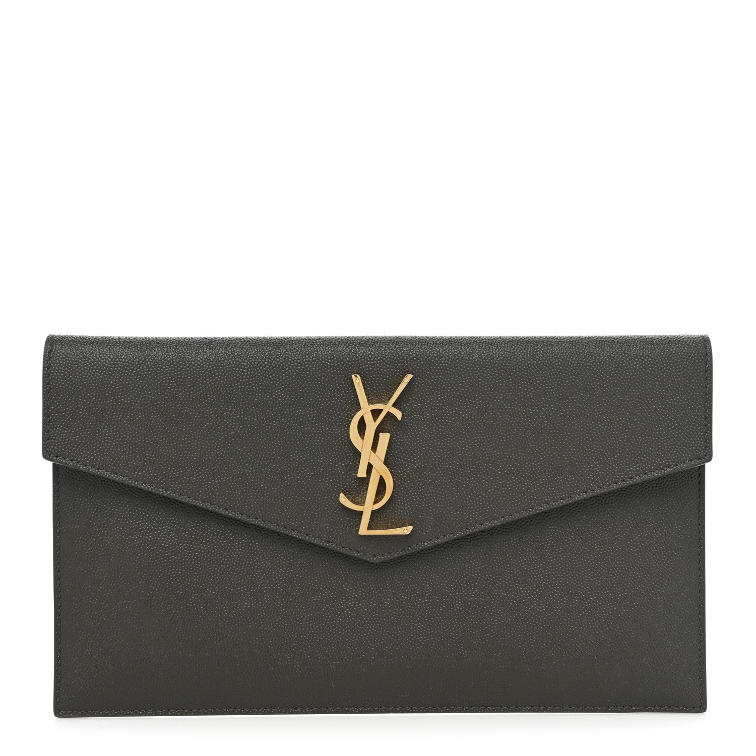 Saint Laurent Grain De Poudre Uptown Pouch Pebble 1 of 9