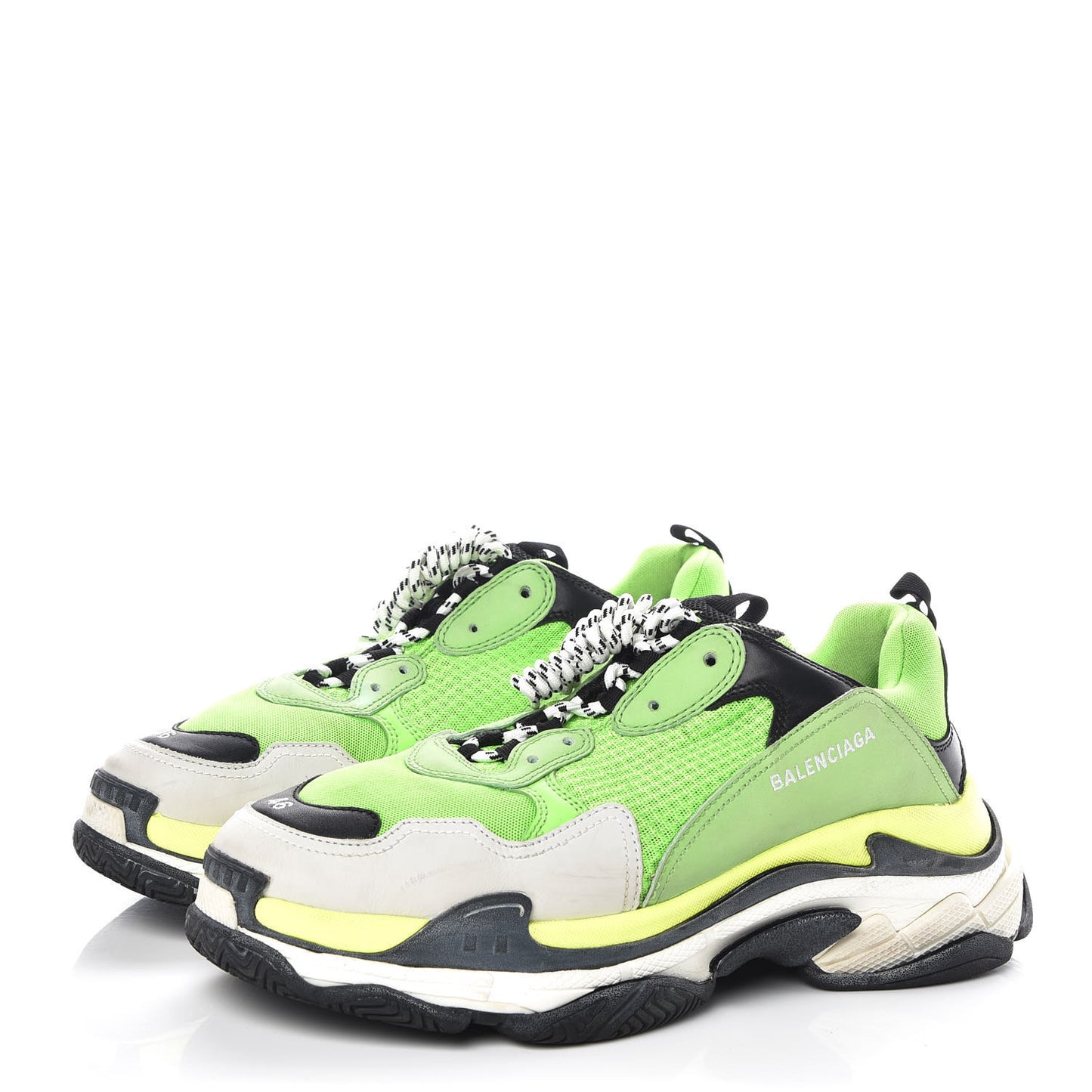 Fabric Mesh Nappa Mens Triple S Sneakers 46 Vert Fluo Black