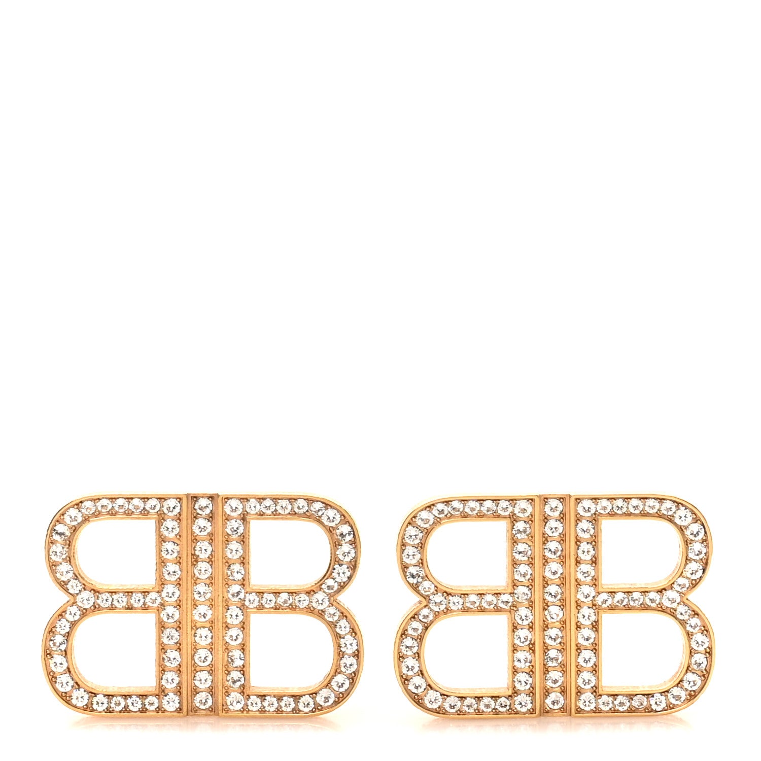 Balenciaga Crystal BB 2.0 Drop Earrings Gold 1 of 5
