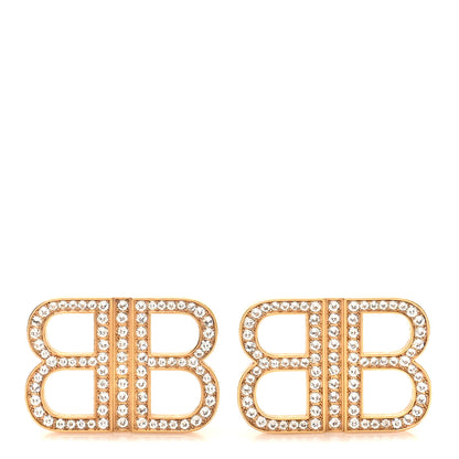Balenciaga Crystal BB 2.0 Drop Earrings Gold 1 of 5