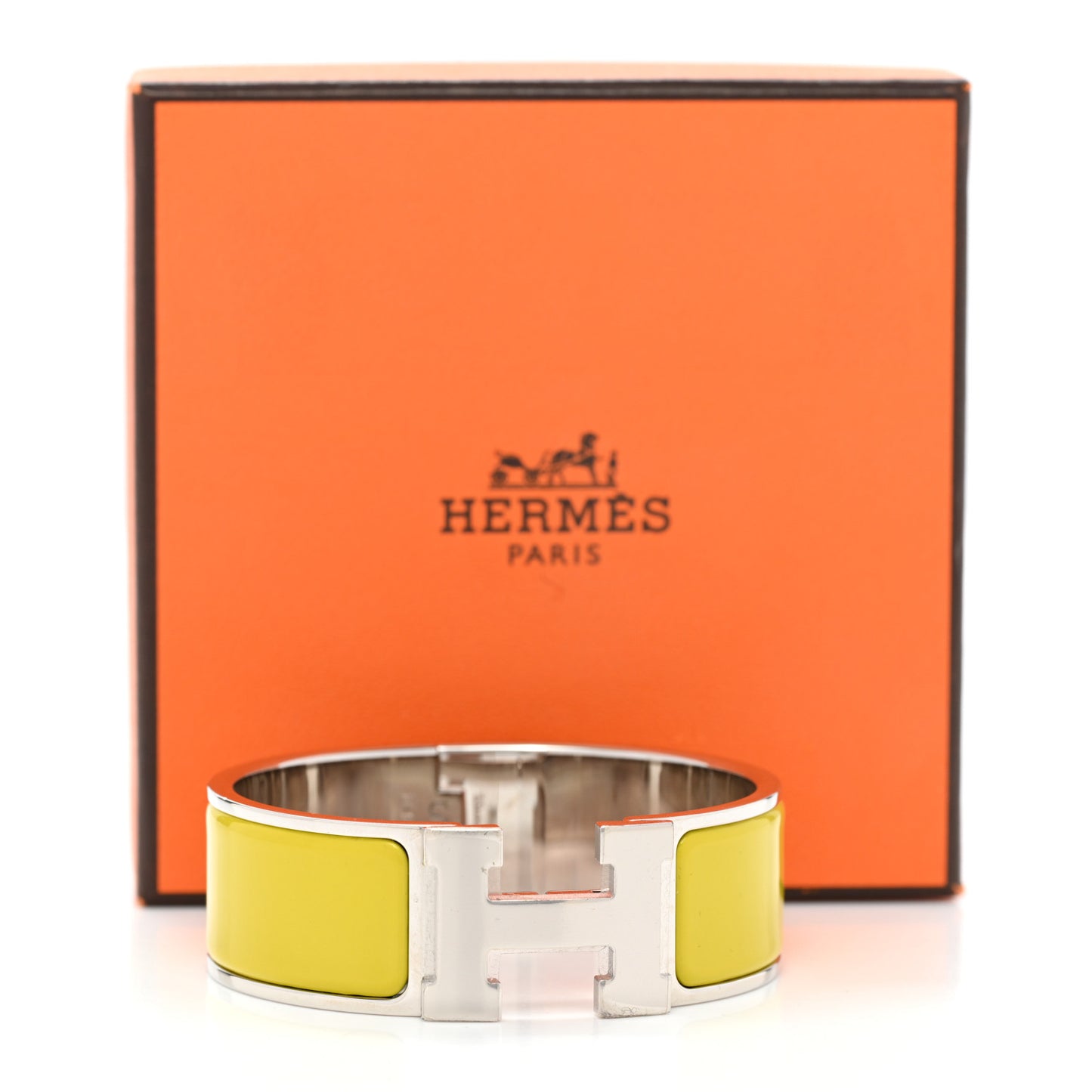 Enamel Wide Clic Clac H Bracelet PM Chartreuse