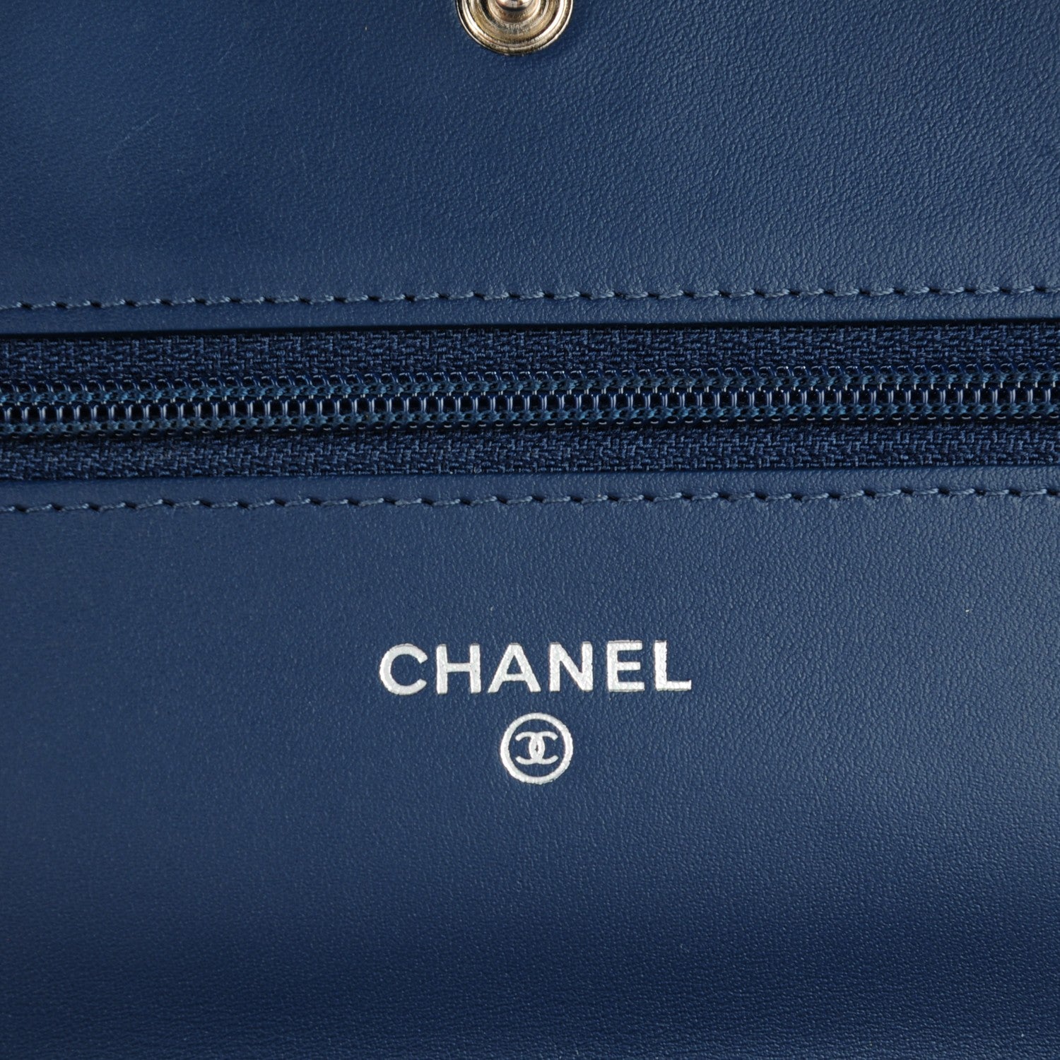 Chanel Caviar Timeless CC Wallet On Chain WOC Dark Blue 4 of 7