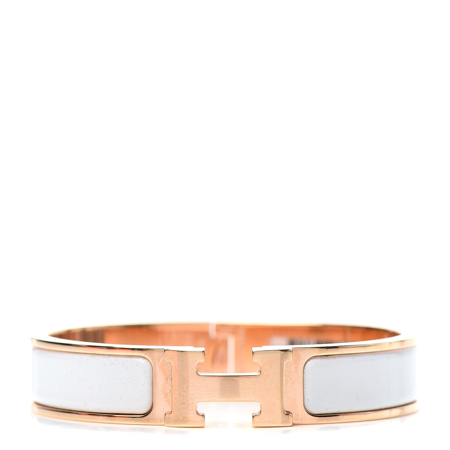 Hermes Enamel Narrow Clic Clac H Bracelet PM White 1 of 5