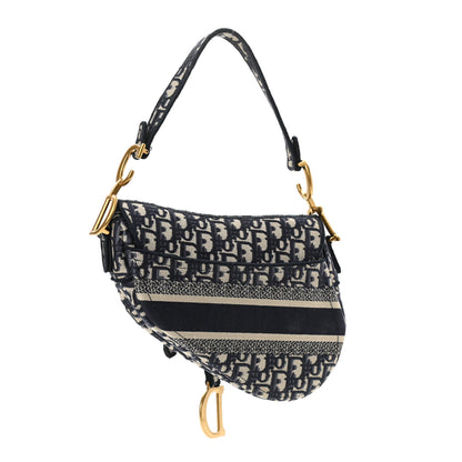 Christian Dior Oblique Embroidered Saddle Bag Blue 3 of 11