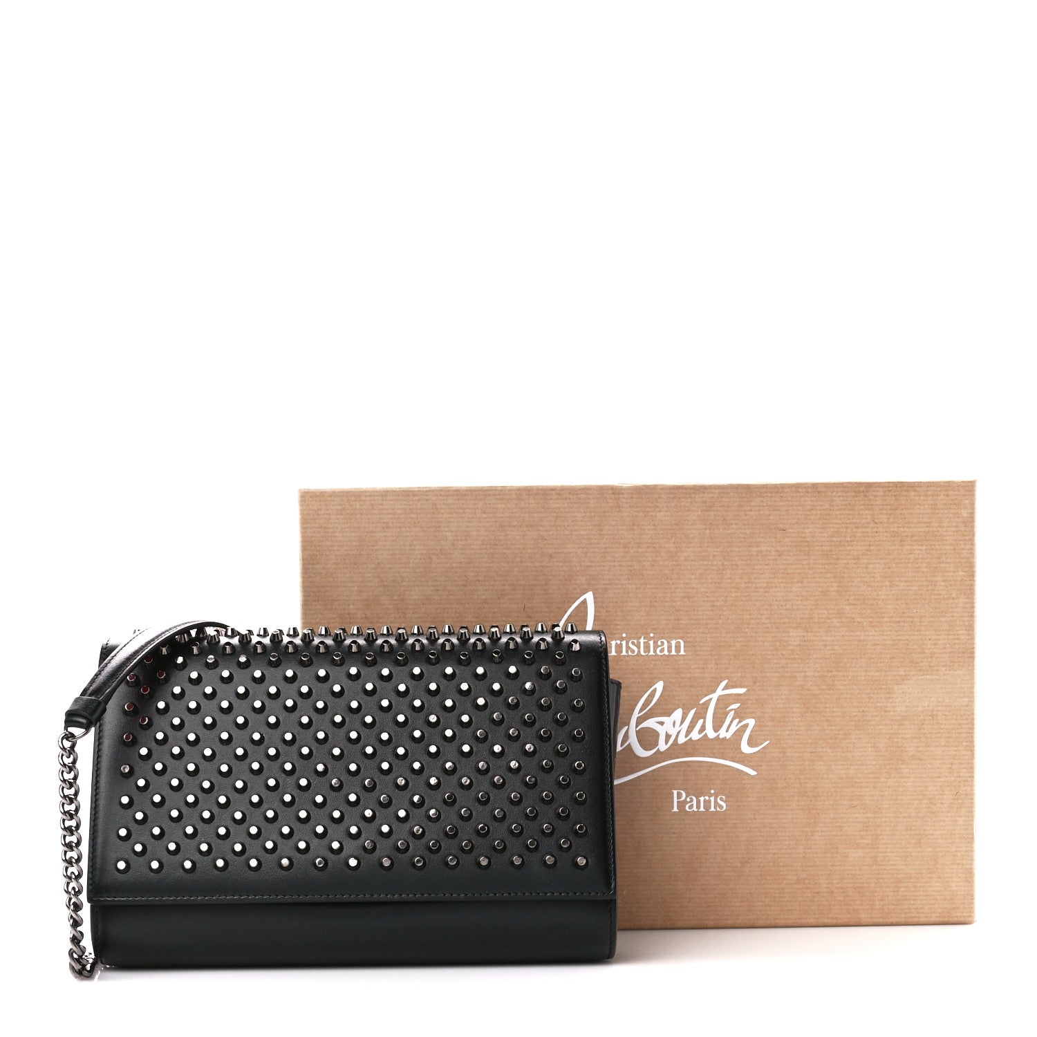Christian Louboutin Calfskin Patent Spikes Paloma Clutch Black 11 of 11