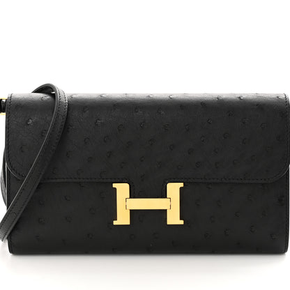 Hermes Ostrich Constance Long Wallet To Go Black 10 of 12