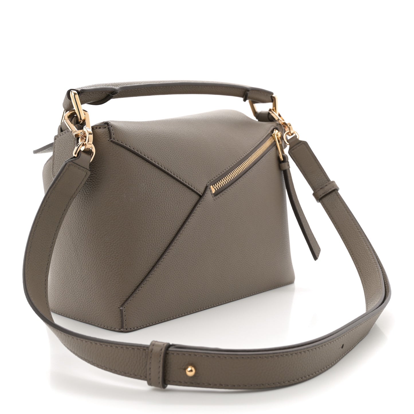 Soft Grained Small Puzzle Edge Bag Taupe