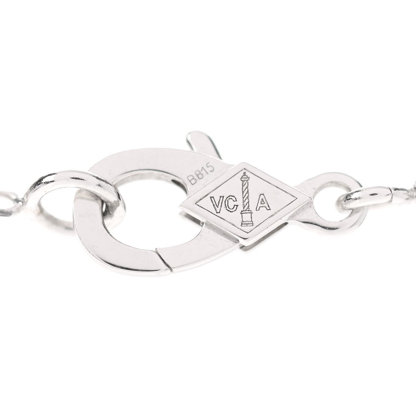 18K White Gold Mother of Pearl Vintage Alhambra Pendant Necklace