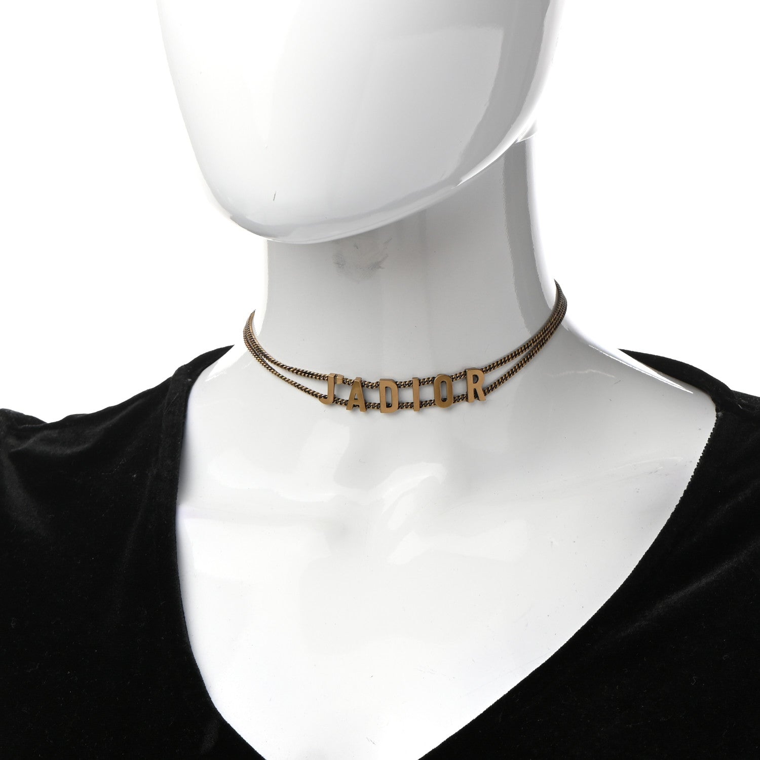 Christian Dior Metal J'Adior Choker Necklace Aged Gold 2 of 6