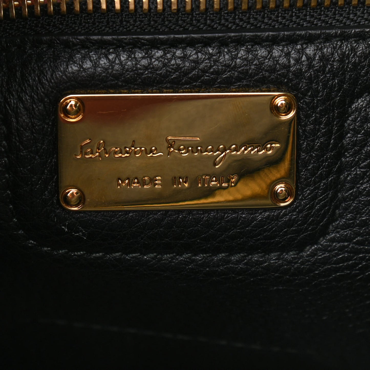 Hammered Calfskin Double Handle Small Amy Tote Black