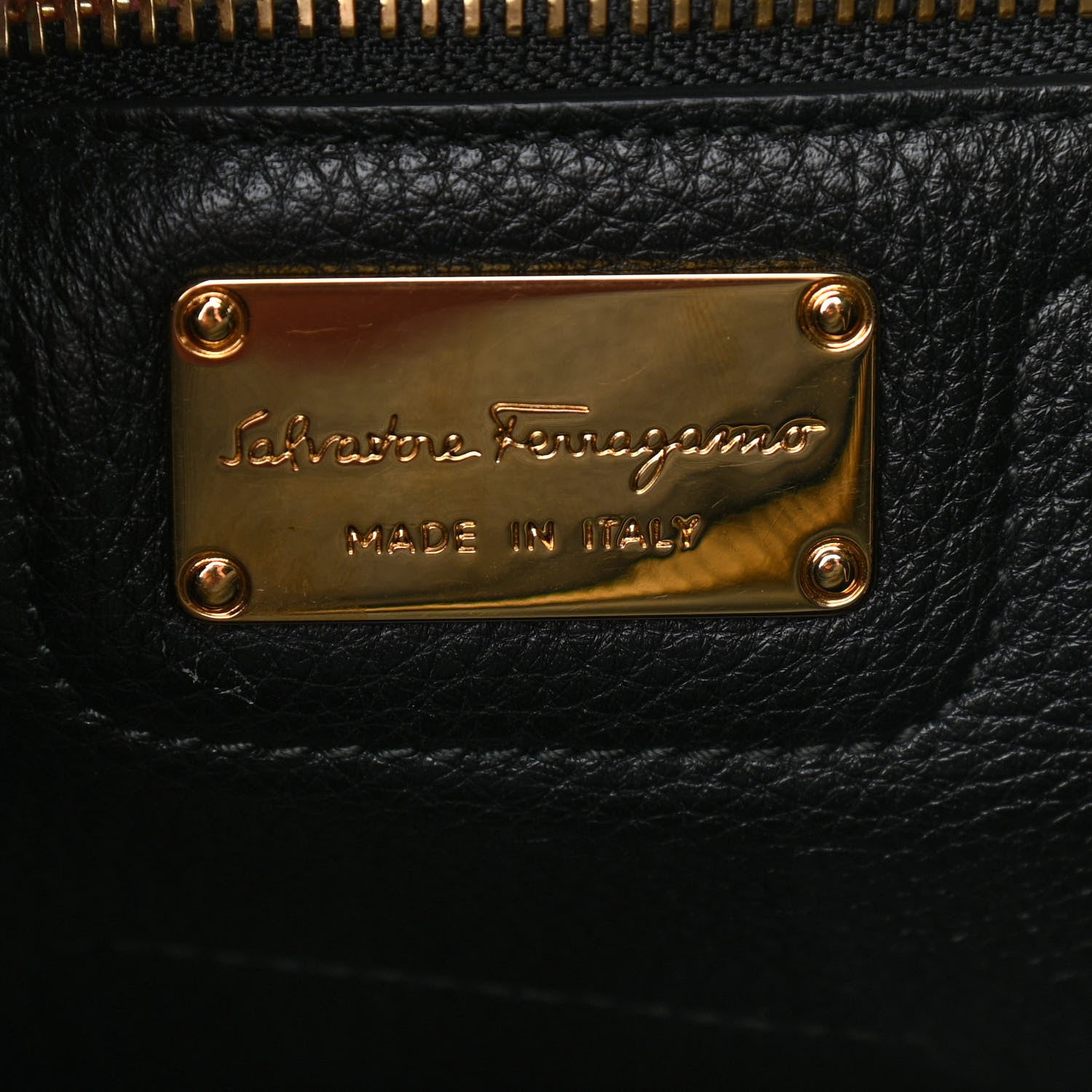 Salvatore Ferragamo Hammered Calfskin Double Handle Small Amy Tote Black 6 of 11