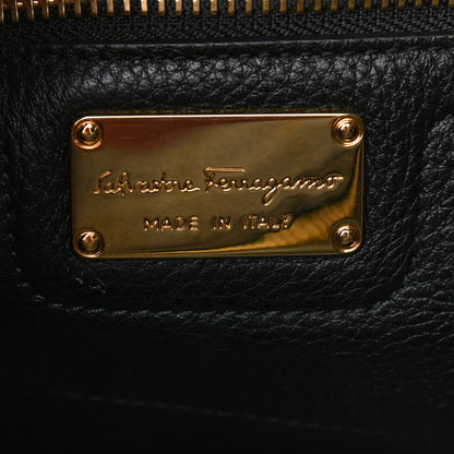 Salvatore Ferragamo Hammered Calfskin Double Handle Small Amy Tote Black 6 of 11