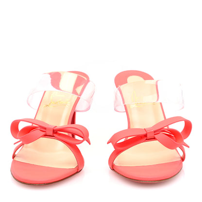 Christian Louboutin Matte Patent PVC Just Nodo 85 Slide Sandals 36 Fluo 2 of 7