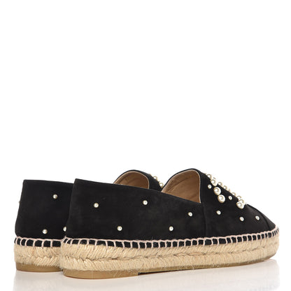 Chanel Suede Pearl CC Espadrilles 39 Black 4 of 10