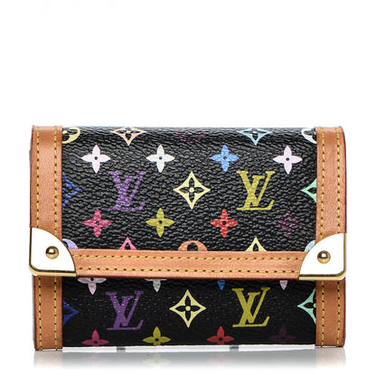 Louis Vuitton Monogram Multicolor Porte-Monnaie Plat Coin Purse Black 1 of 6