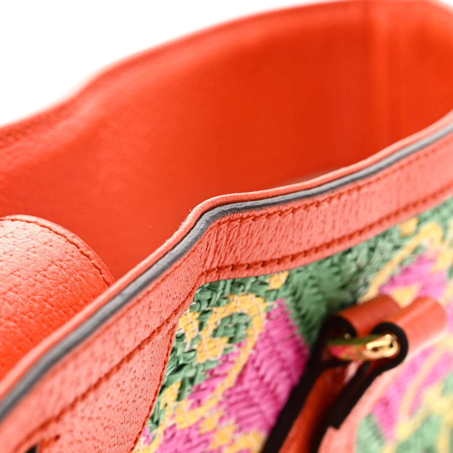 Straw Textured Dollar Calfskin Hawaii Medium Ophidia Shopping Tote New Shamarock Magenta Bright Yellow Deep Orange Peanut Brown