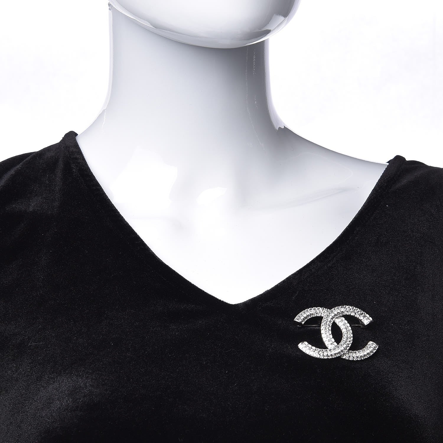 Chanel Baguette Crystal CC Brooch Silver 2 of 5