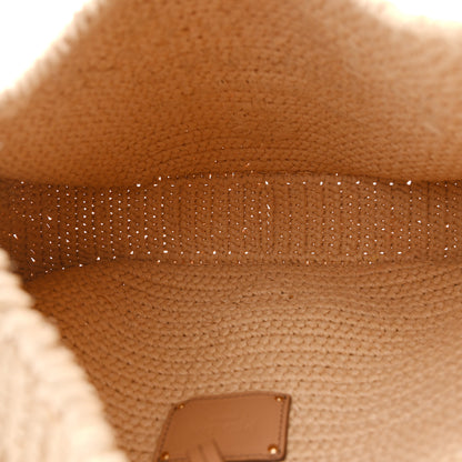 Prada Yarn Raffia Effect Crochet Embroidered Logo Hobo Naturale 5 of 13