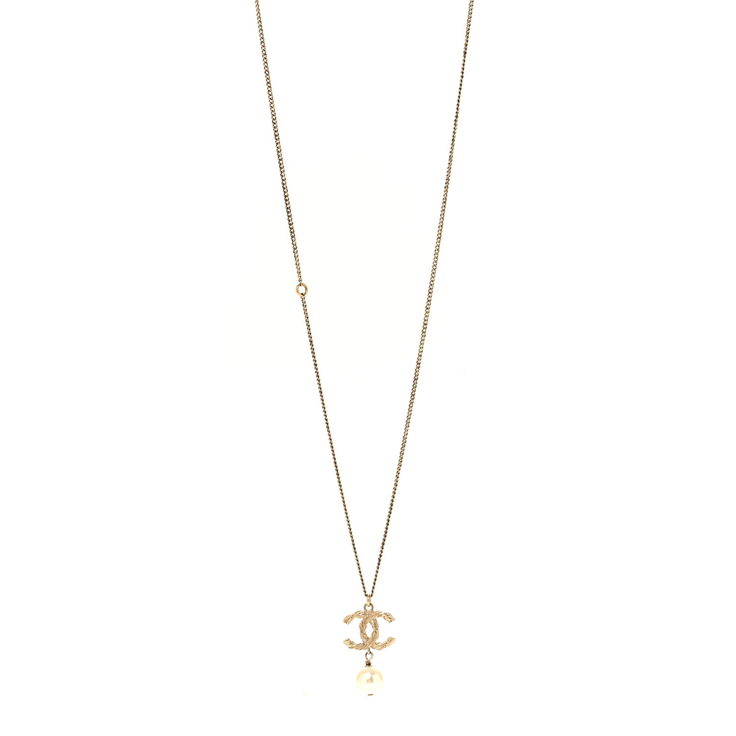 Chanel Crystal Pearl Twisted CC Drop Necklace Gold 1 of 6