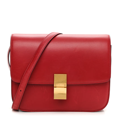 Celine Box Calfskin Medium Classic Box Flap Bag Red 1 of 14
