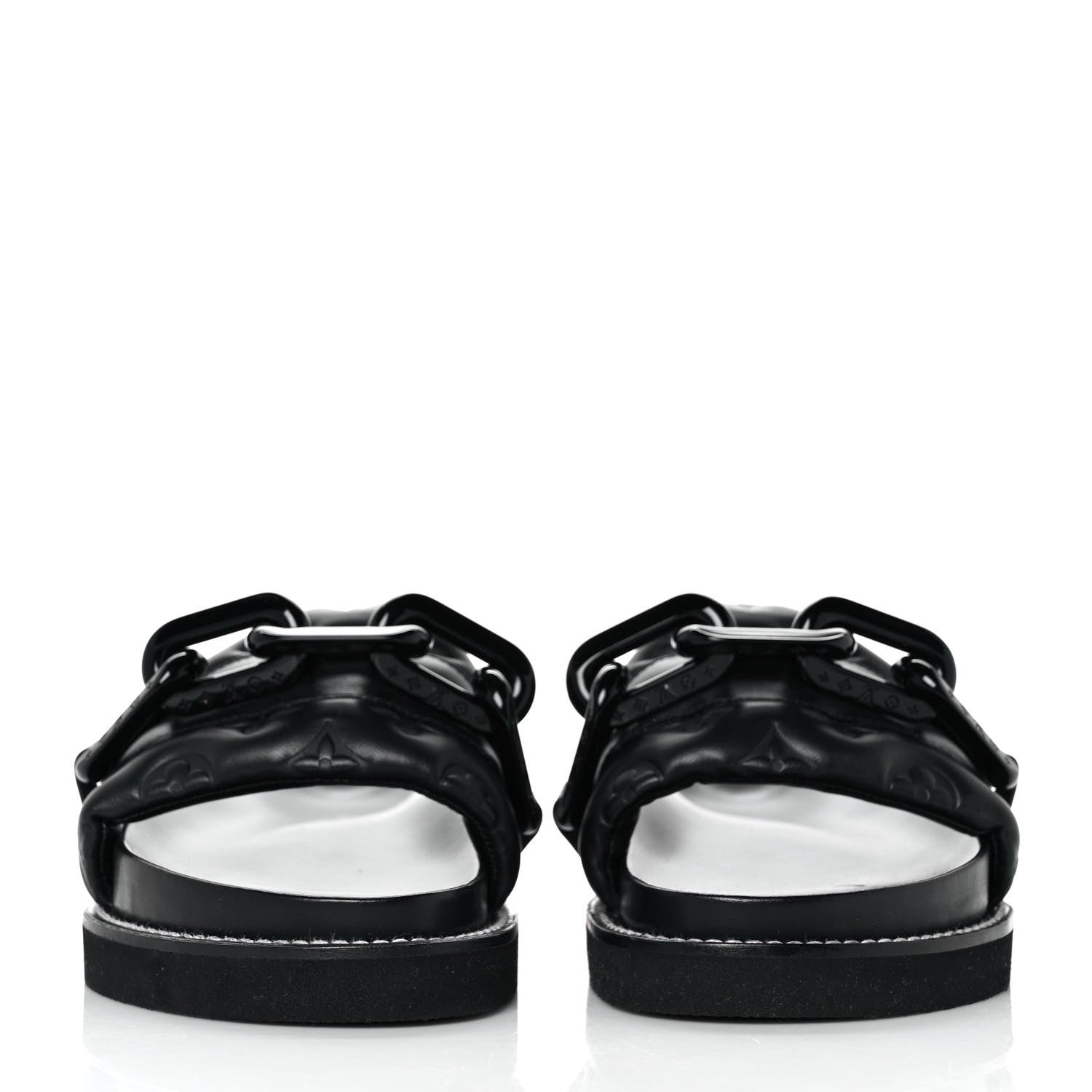 Louis Vuitton Calfskin Embossed Monogram Sunset Flat Comfort Mule 39 Black 2 of 9