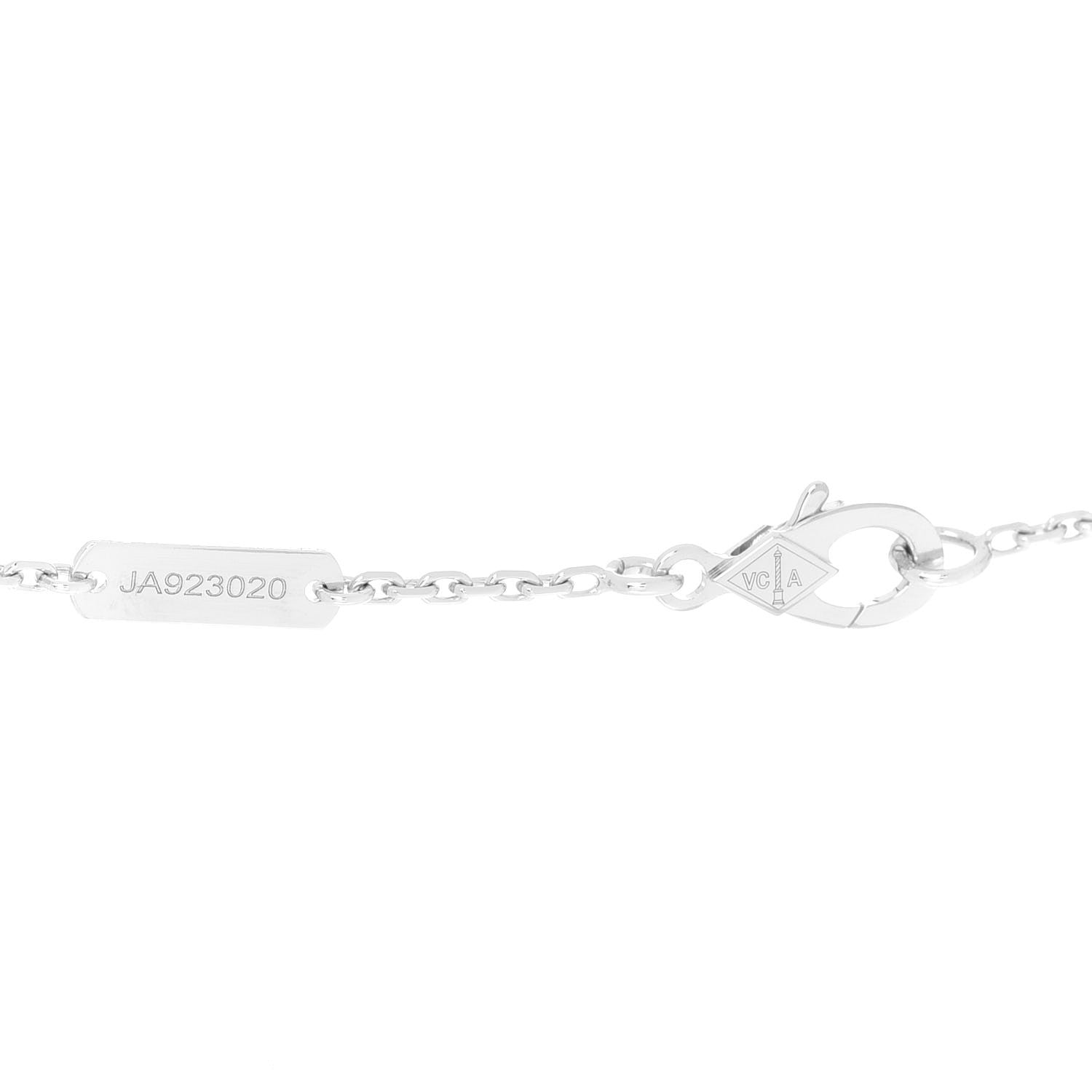 Van Cleef & Arpels 18K White Gold Diamond Guilloche Vintage Alhambra Pendant Necklace 5 of 6