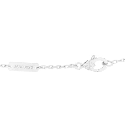 Van Cleef & Arpels 18K White Gold Diamond Guilloche Vintage Alhambra Pendant Necklace 5 of 6