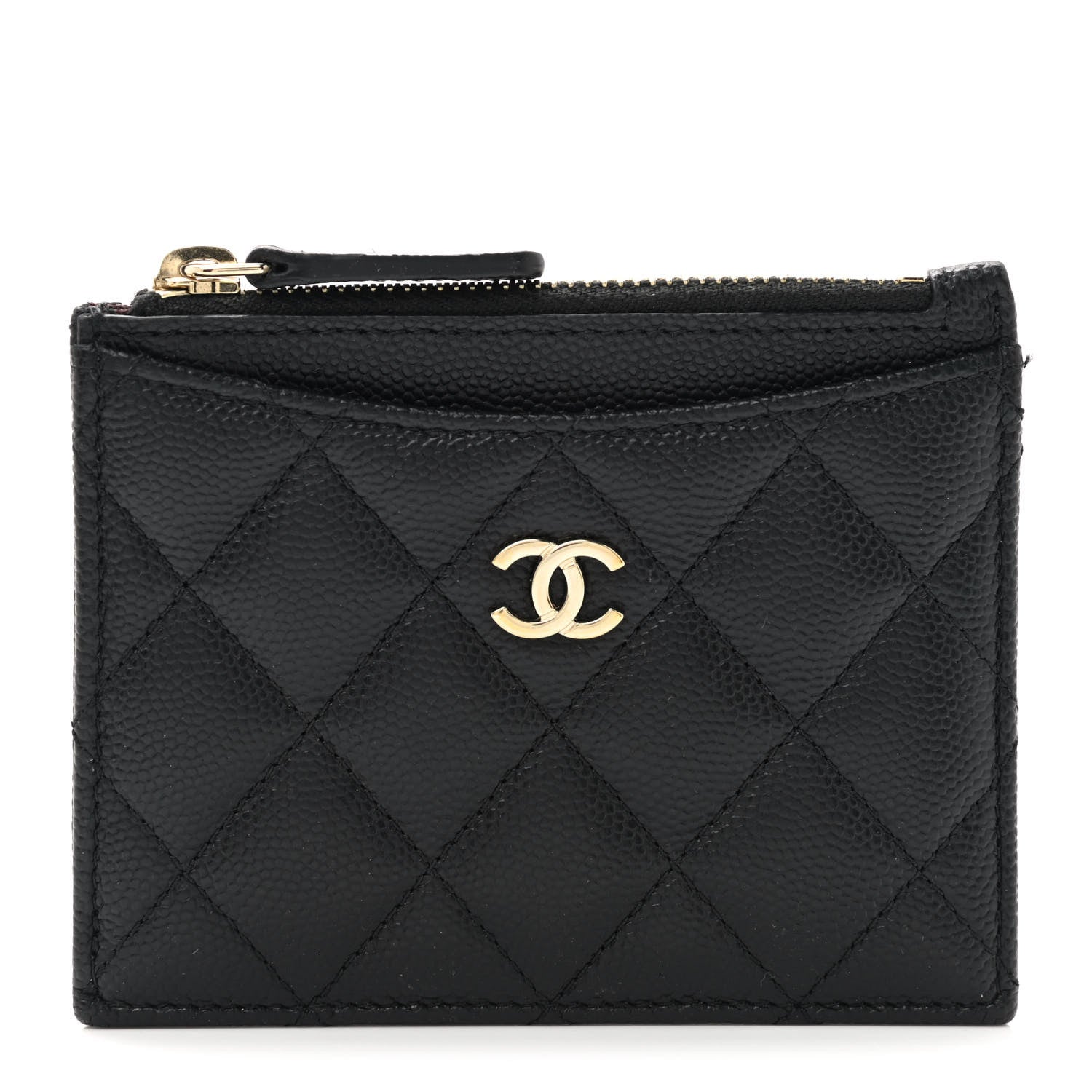 Chanel Caviar Quilted CC Zip Card Holder Black 1 of 8