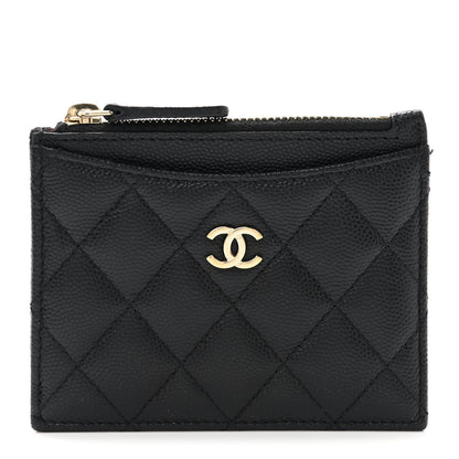 Chanel Caviar Quilted CC Zip Card Holder Black 1 of 8