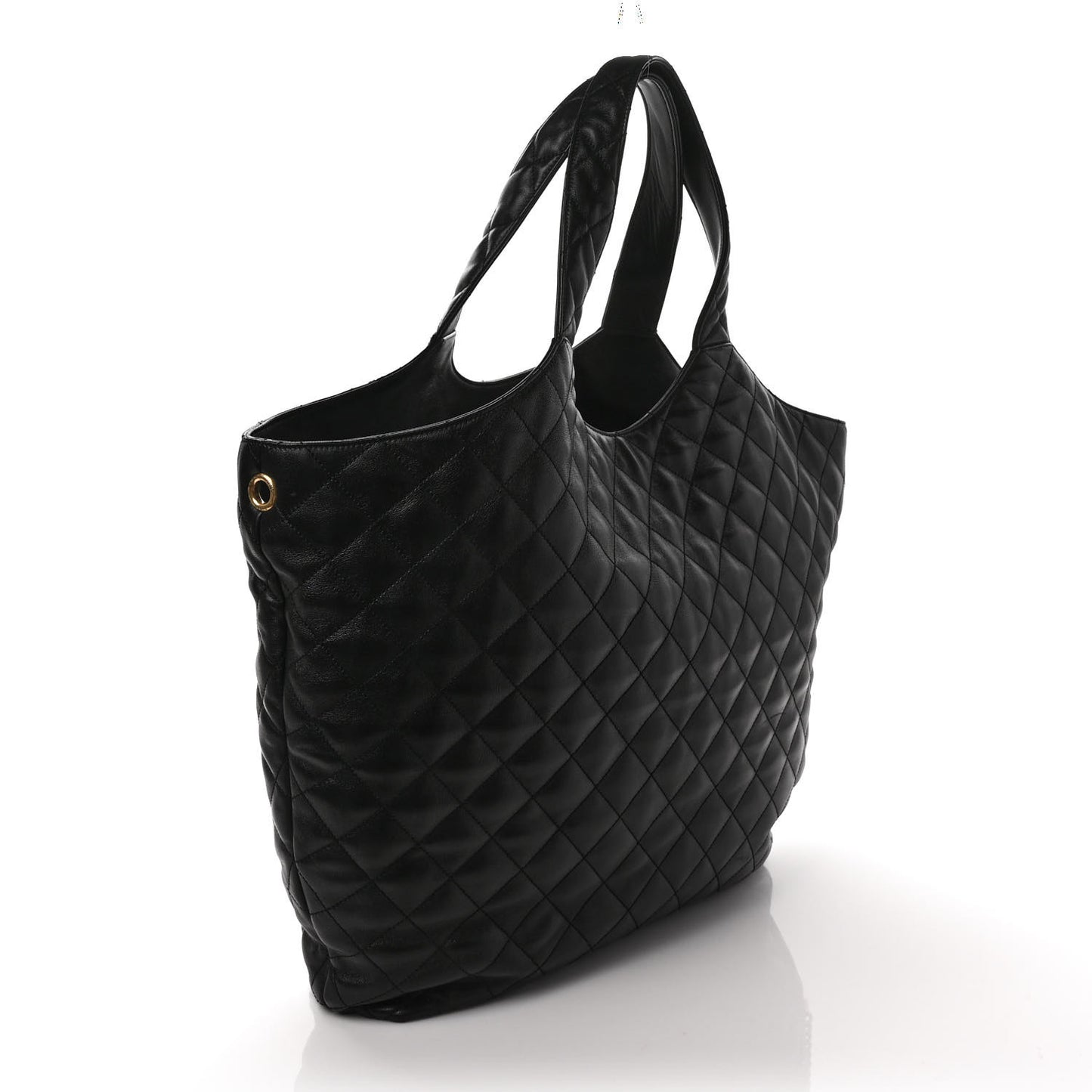 Lambskin Quilted Maxi Icare Shopping Tote Black