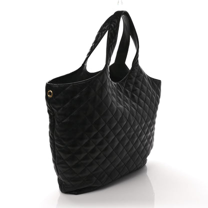 Saint Laurent Lambskin Quilted Maxi Icare Shopping Tote Black 4 of 9
