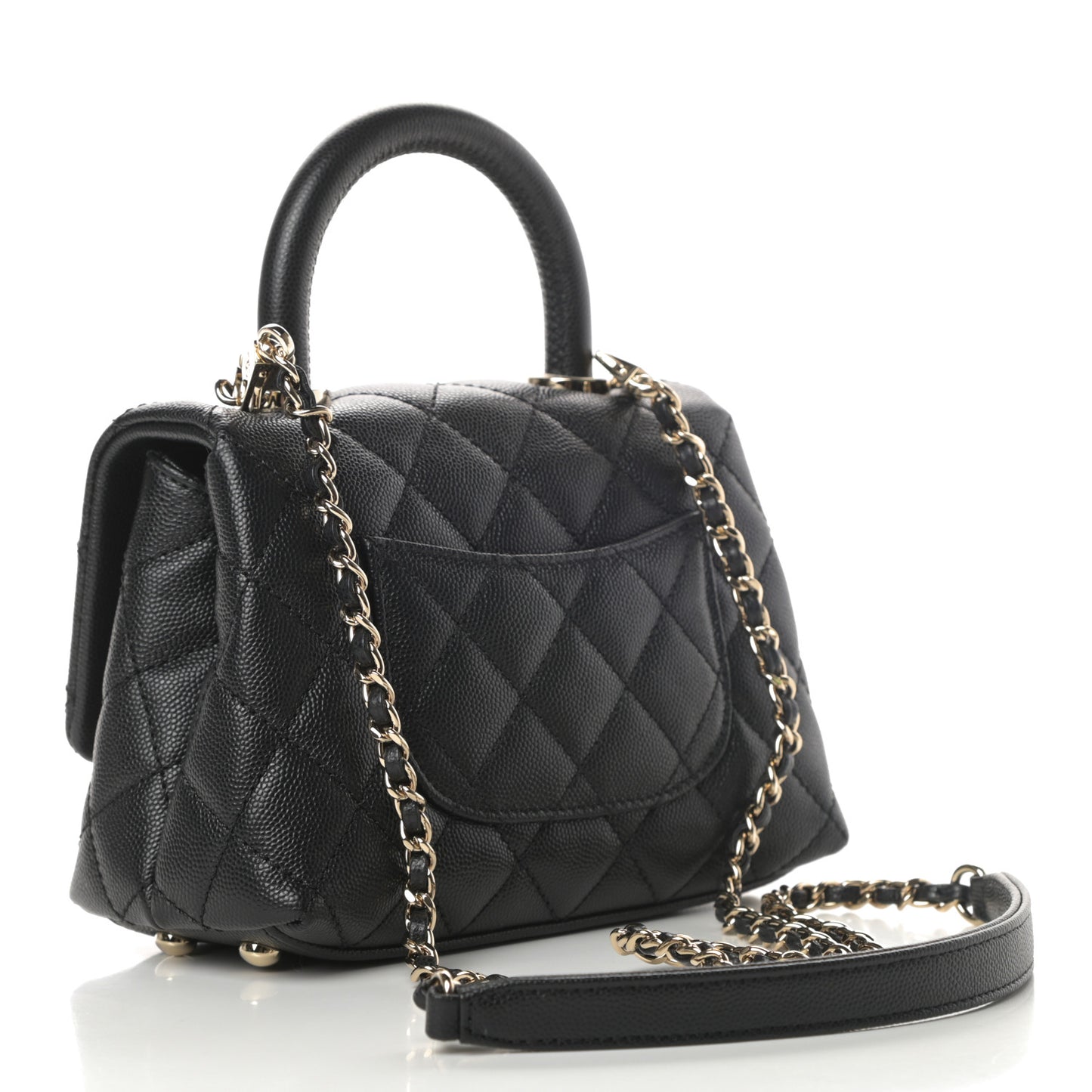 Caviar Quilted Extra Mini Coco Handle Flap Black
