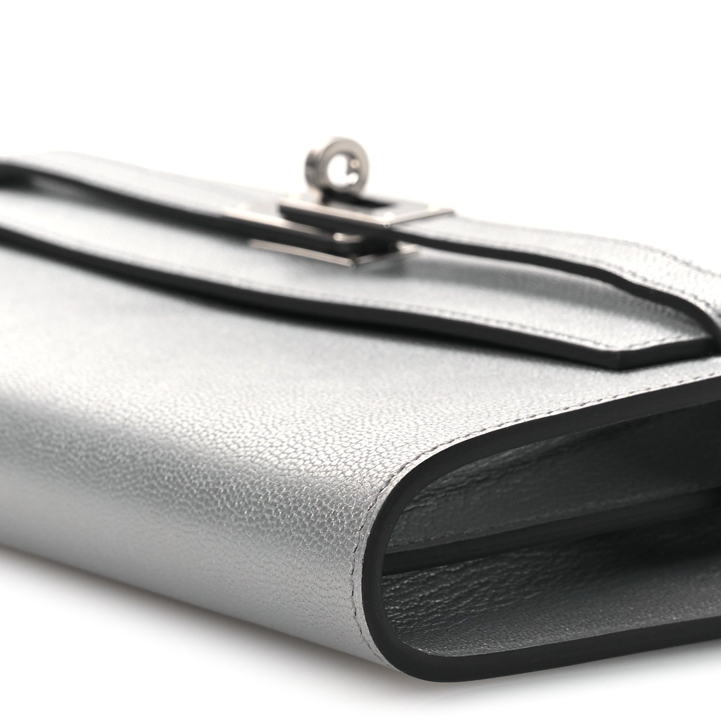 Metallic Chevre Chamkilight Kelly Wallet To Go Argent