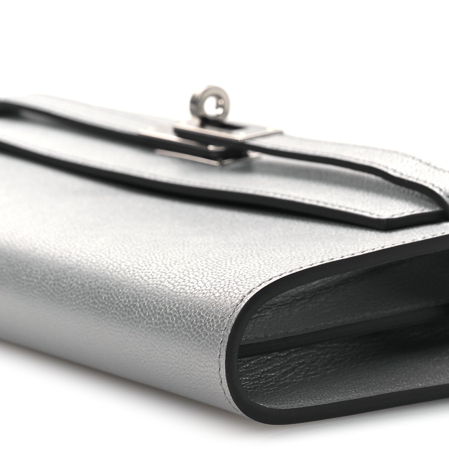 Hermes Metallic Chevre Chamkilight Kelly Wallet To Go Argent 10 of 12