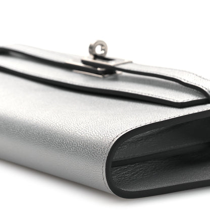 Hermes Metallic Chevre Chamkilight Kelly Wallet To Go Argent 10 of 12