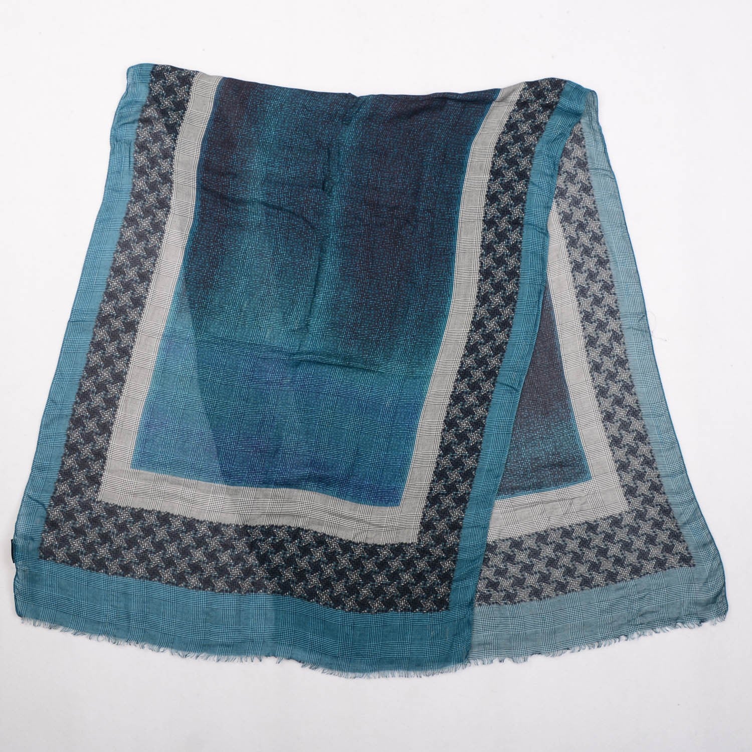 Gucci Modal Fringe Scarf Blue Grey 3 of 5