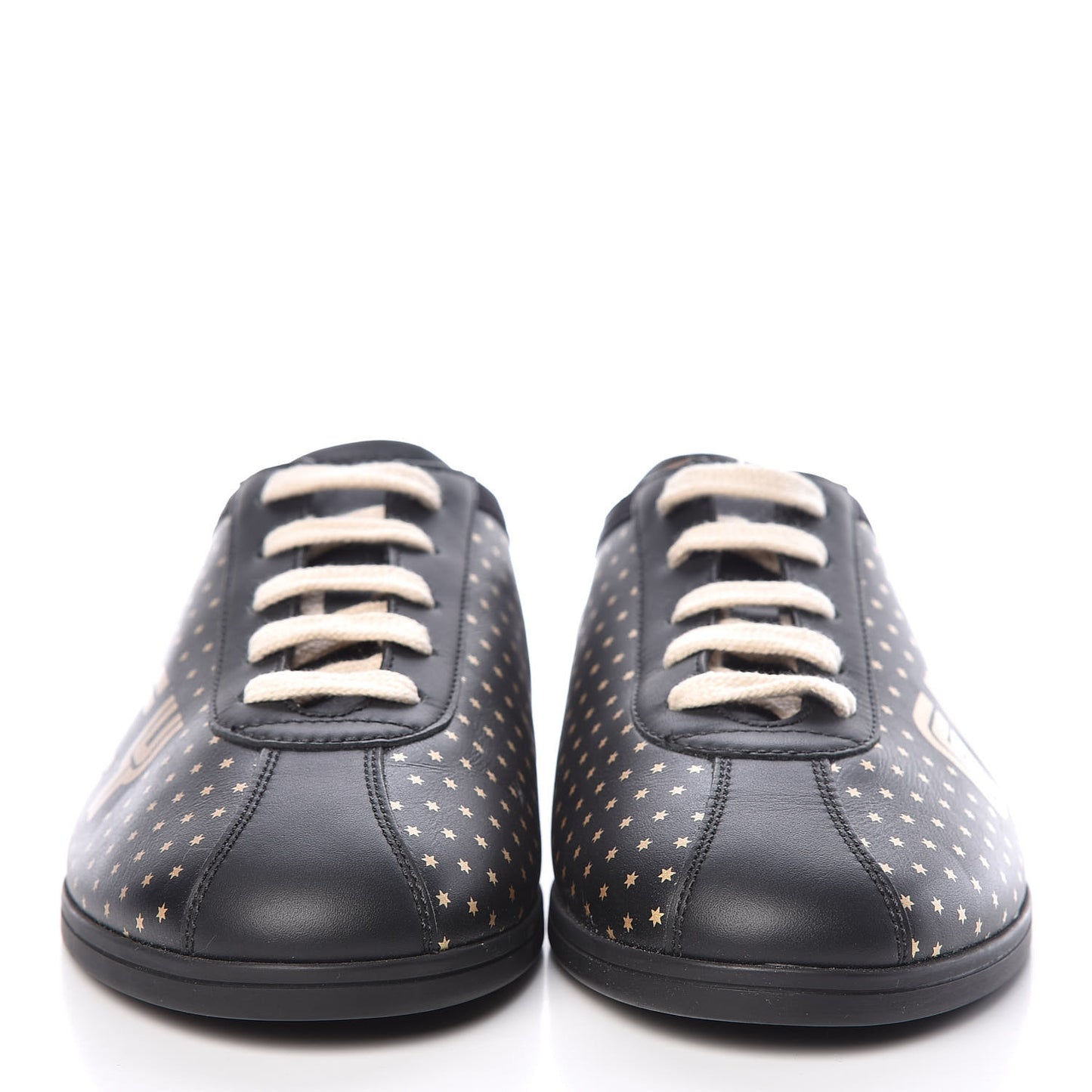 X SEGA Calfskin GUCCY Stars Womens Falacer Sneakers 38 Black
