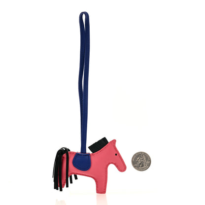Hermes Milo Lambskin Grigri Rodeo Horse Bag Charm PM Rose Azalee Vert Cypress Bleu Electrique 2 of 4