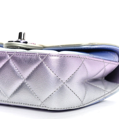 Chanel Gradient Metallic Calfskin Quilted Clutch Silver Blue Yellow Purple 9 of 9
