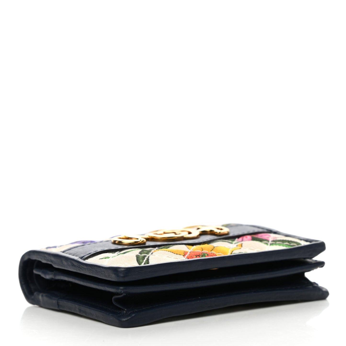 Canvas Flora Floral Trapuntata Zumi Card Case Wallet Great White Multicolor Blue Agata