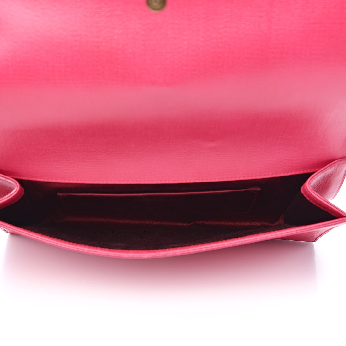 Textured Calfskin Y Ligne Clutch Fuchsia