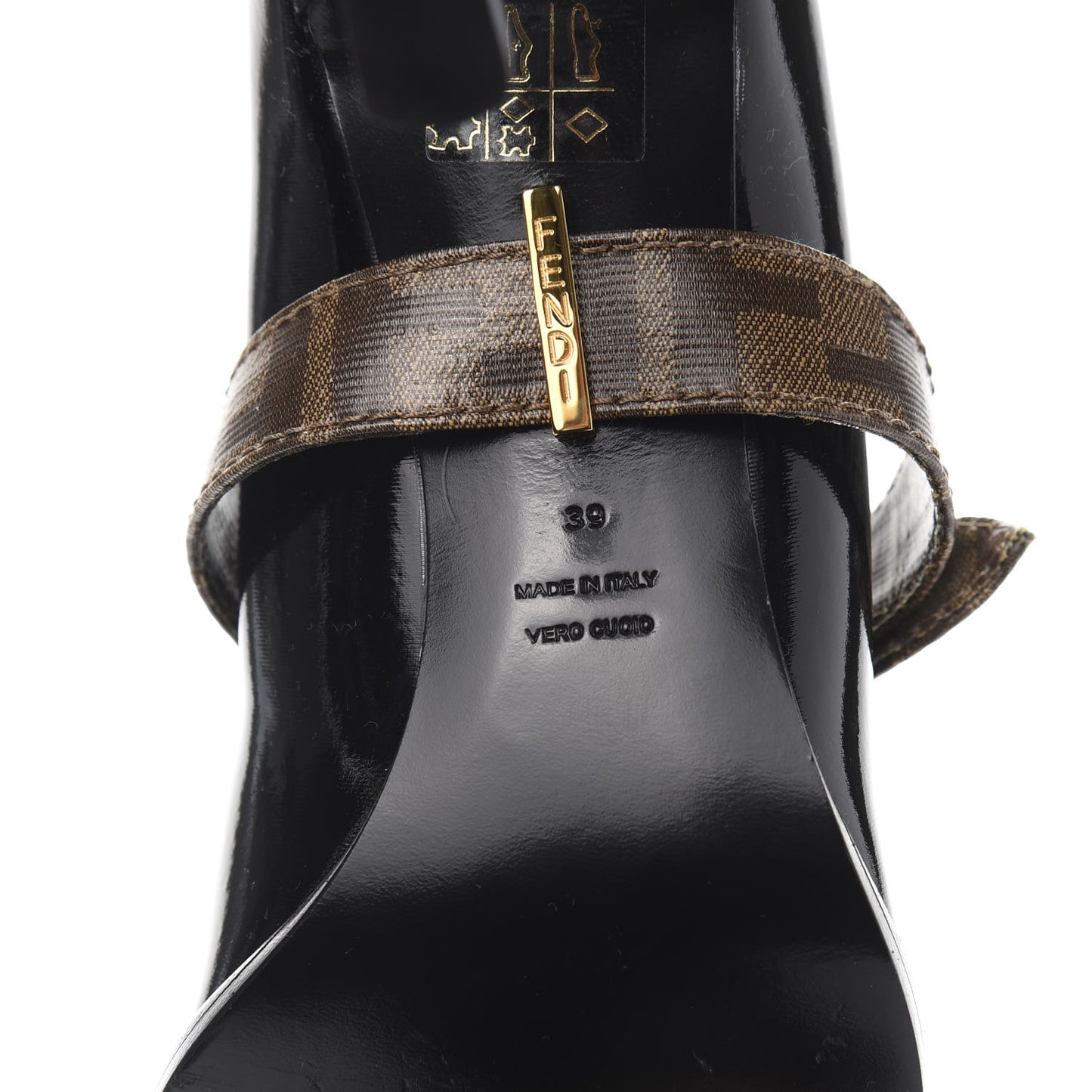 Glossy Neoprene Glazed Fabric FF FFrame Court Mary Jane Pumps 39 Black Tobacco Moro
