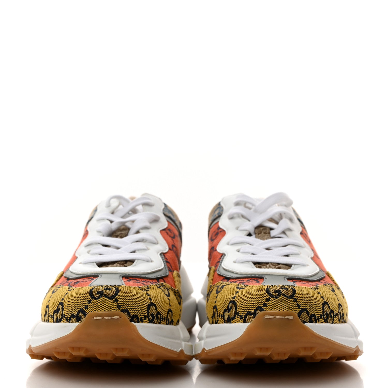 Gucci Monogram Multicolor Demetra Womens Rhyton Sneakers 38 Yellow Blue Great White Tabasco 2 of 8