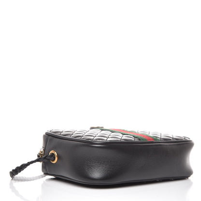 Gucci Calfskin Trapuntata Web Mini GG Shoulder Bag Black 4 of 8