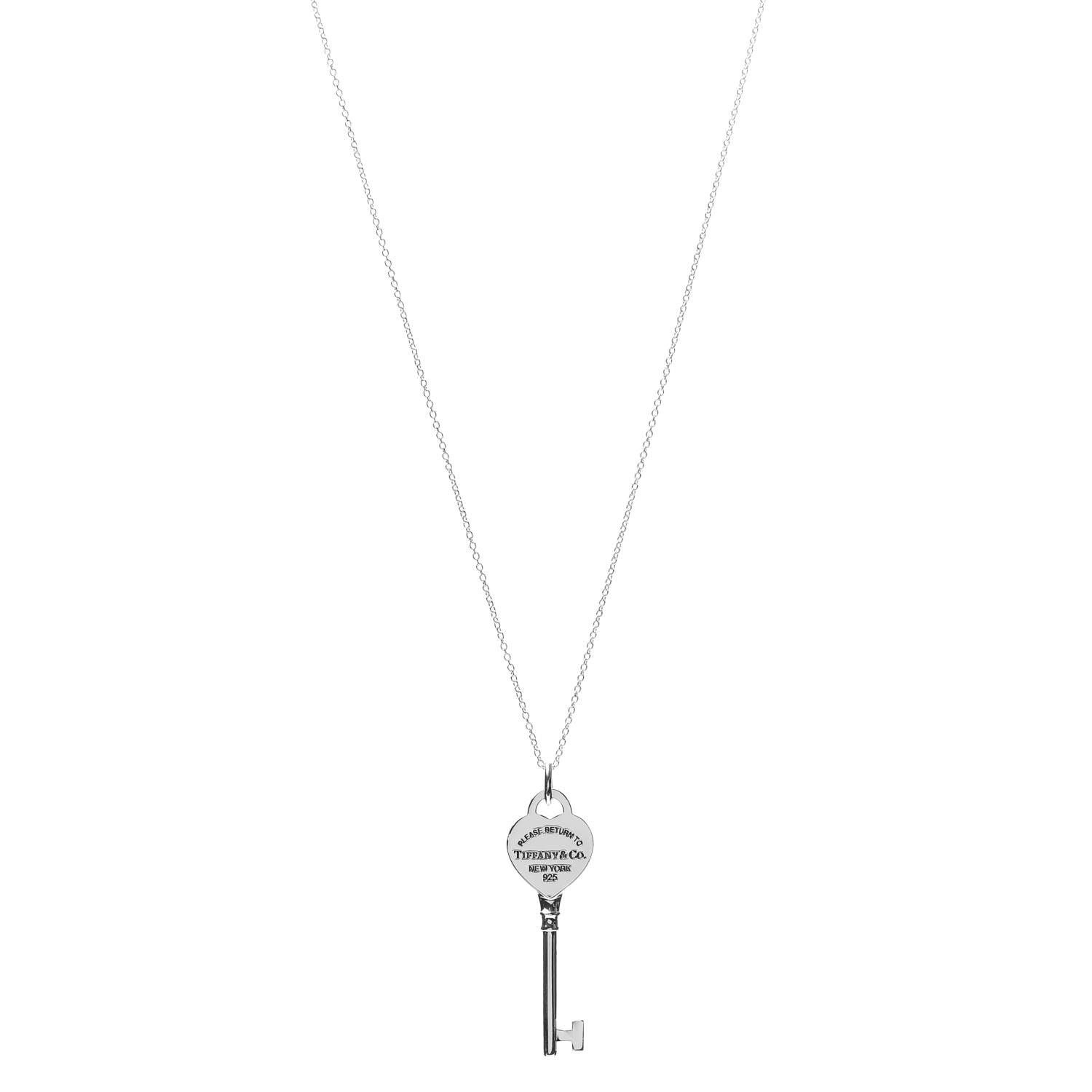 Tiffany Sterling Silver Return to Tiffany Heart Key Pendant Necklace 1 of 5