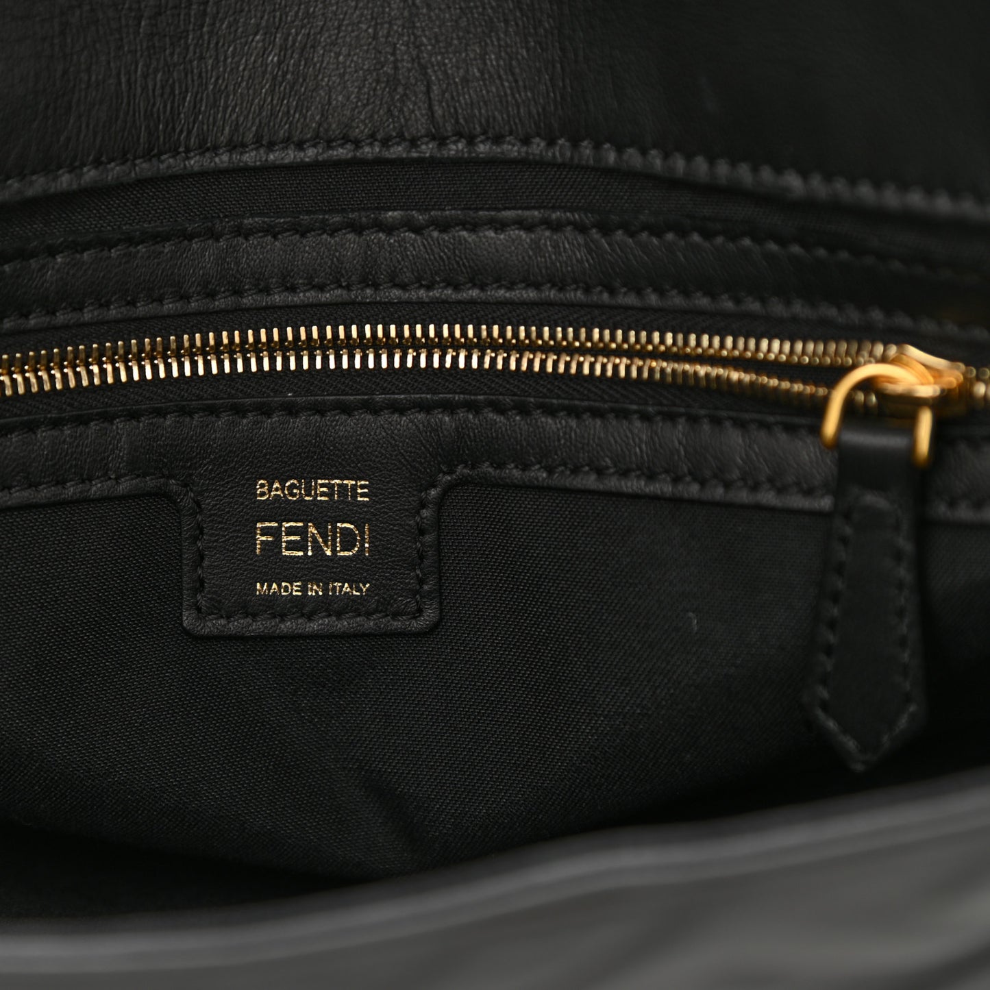 Nappa FF 1974 Embossed Large Baguette Black