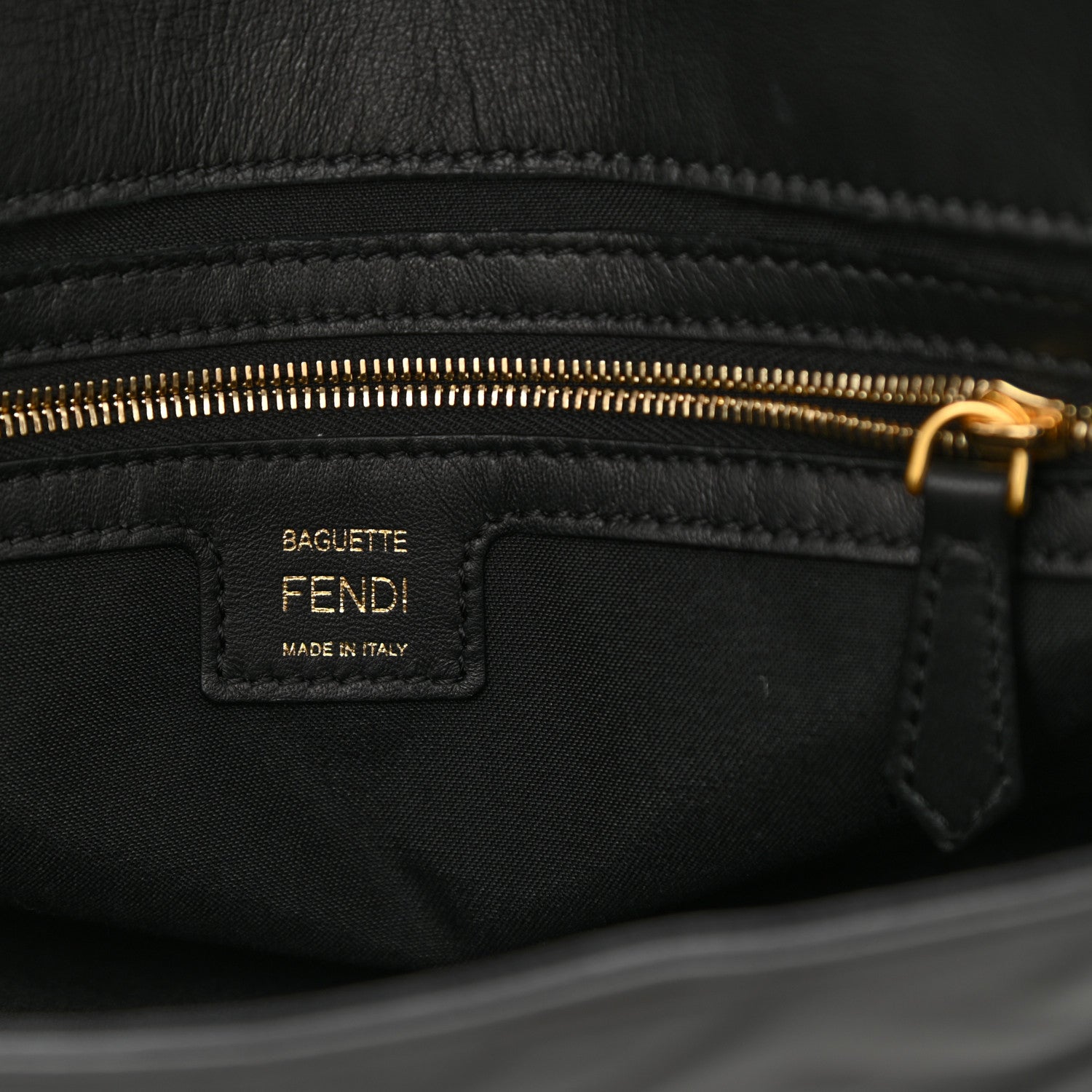 Fendi Nappa FF 1974 Embossed Large Baguette Black 6 of 8