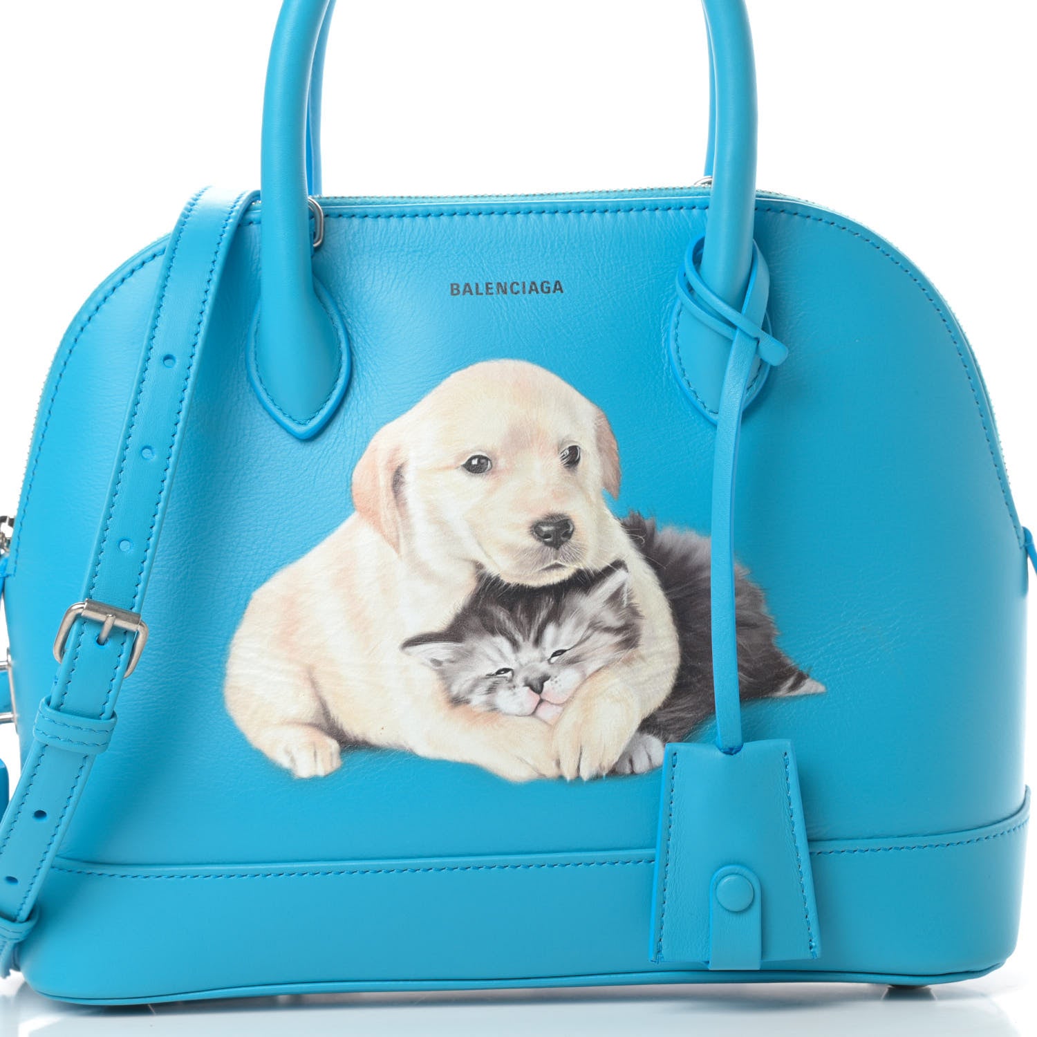 Balenciaga Soft Calfskin Puppy And Kitten S Ville Top Handle Bag Bleu Turquoise 8 of 12