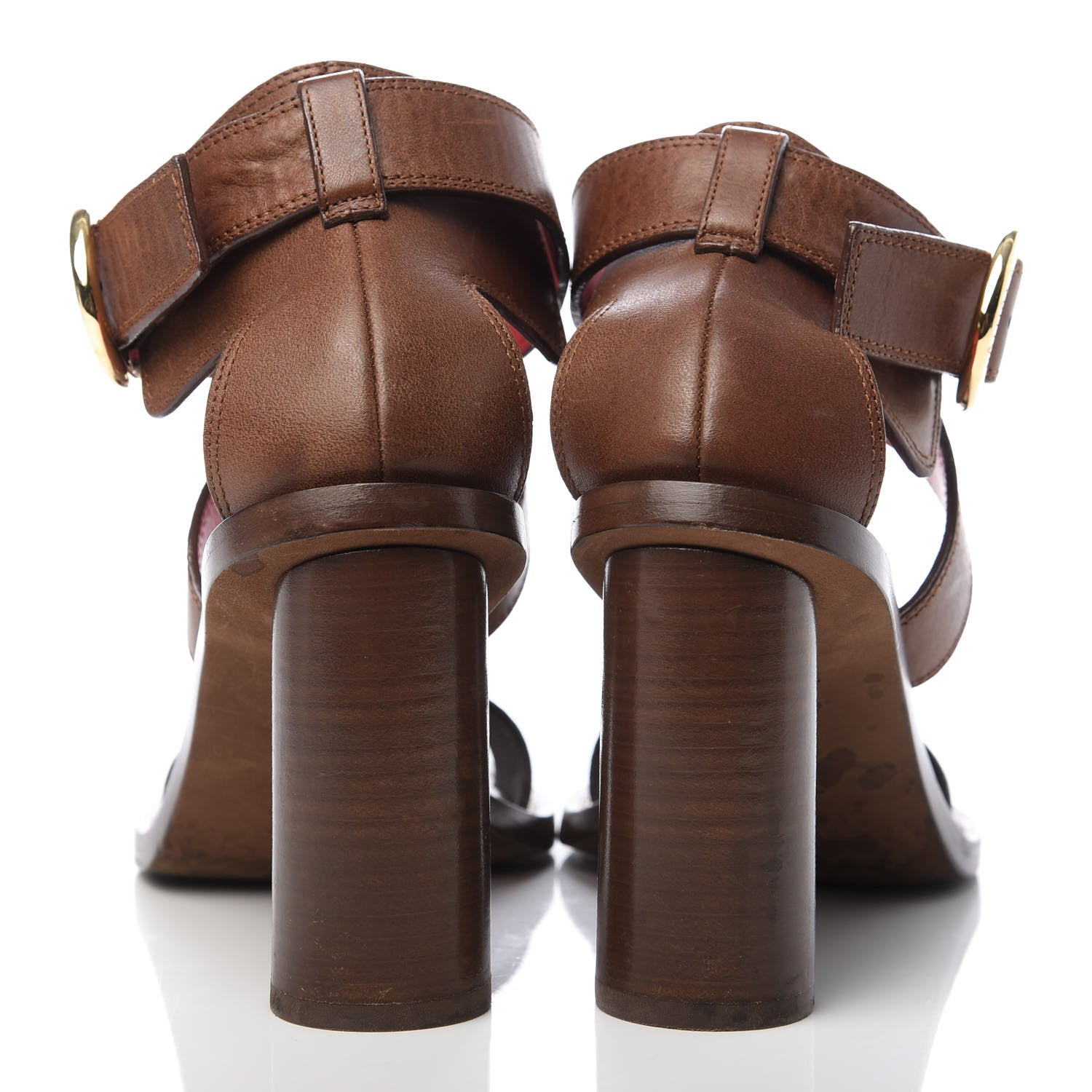 Louis Vuitton Calfskin Monogram Ocean Drive Heeled Sandals 36.5 Cognac 6 of 9